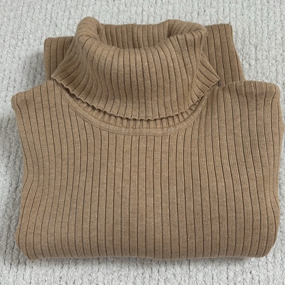 The Limited Ribbed Tan Turtleneck Sweater- NWOT- 100% Cotton - Picture 1 of 13